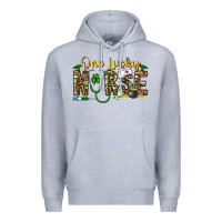 Heather Grey one lucky nurse Premium Hoodie - CowhideDigitalArt