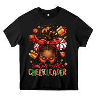 Black santa's favorite cheerleader afro messy bun Heavy Core Tee - texasbilliewilder