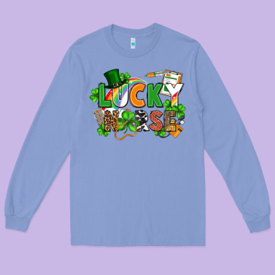 Lucky Nurse St. Patrick's Day Long Sleeve Tee Designed By Fadigitalartstudio