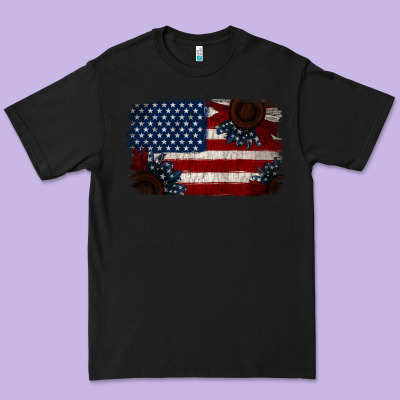 Distressed Sunflower American Flag Premium Tee Designed By Jasminsmagicworld