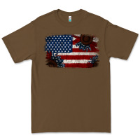 Cacao Distressed Sunflower American Flag Premium Tee - Jasminsmagicworld