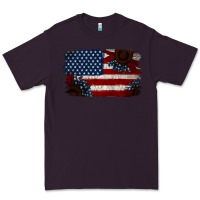Plum Distressed Sunflower American Flag Premium Tee - Jasminsmagicworld