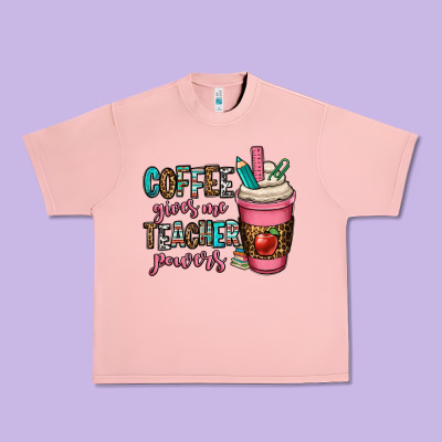 Coffee Gives Me Teacher Powers Urban Heavy Tee Designed By Oliviacreatesart
