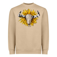 Mushroom cowhide bull skull and sunflower Heavyweight Sweatshirt - BarkalooDesign