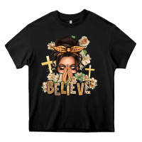 Black believe praying caucasian messy bun Heavy Core Tee - texasbilliewilder