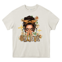 Cream believe praying caucasian messy bun Heavy Core Tee - texasbilliewilder