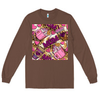 Chestnut mom coffee cups with leopard seamless pattern bbs Long Sleeve Tee - BundleAndBundleShop