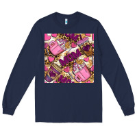 Navy mom coffee cups with leopard seamless pattern bbs Long Sleeve Tee - BundleAndBundleShop
