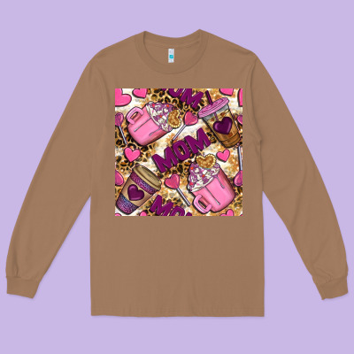 Mom Coffee Cups With Leopard Seamless Pattern Bbs Long Sleeve Tee Designed By Bundleandbundleshop