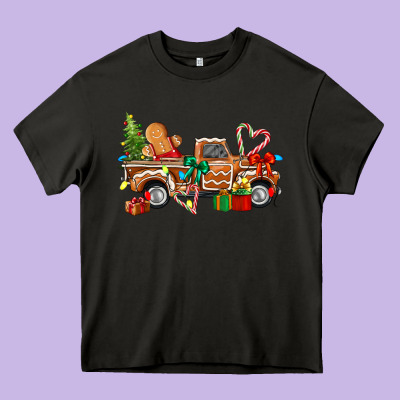 Gingerbread Truck Heavy Core Tee Designed By Texasbilliewilder
