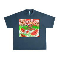 Midnight Navy Watermelon and coconut summer 20oz skinny tumbler Urban Heavy Tee - FaDigitalArtStudio