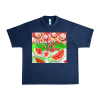 Navy Watermelon and coconut summer 20oz skinny tumbler Urban Heavy Tee - FaDigitalArtStudio