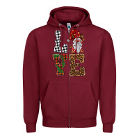 Burgundy love gnomes Zipper Hoodie - BarkalooDesign