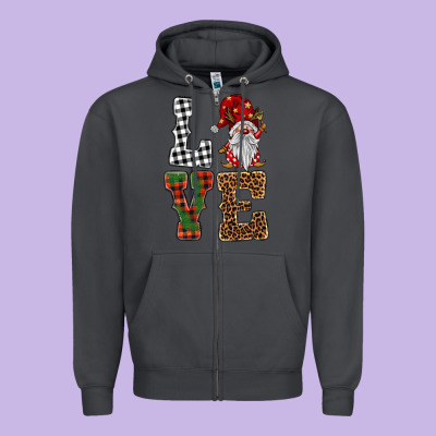 Love Gnomes Zipper Hoodie Designed By Barkaloodesign