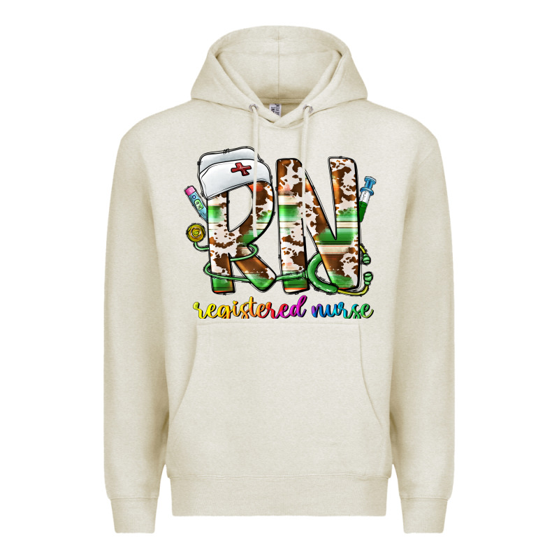Rn Registered Nurse Premium Hoodie by CowhideDigitalArt | Teevron