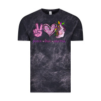 Cloud Black Peace Love Unicorn Vintage Tee - Jasminsmagicworld