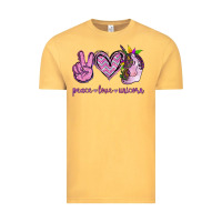Vintage Mustard Peace Love Unicorn Vintage Tee - Jasminsmagicworld