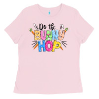 Bubblegum Pink do the bunny hop easter Ladies Tee - CowGirlArtShop