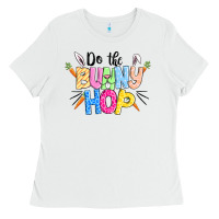 White do the bunny hop easter Ladies Tee - CowGirlArtShop