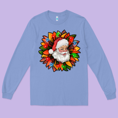 Santa Claus With Sunflower Christmas Bbs Long Sleeve Tee Designed By Bundleandbundleshop