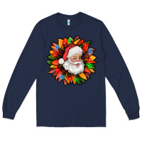 Navy santa claus with sunflower christmas bbs Long Sleeve Tee - BundleAndBundleShop