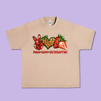 Peace Love Strawberries Urban Heavy Tee Designed By Jasminsmagicworld