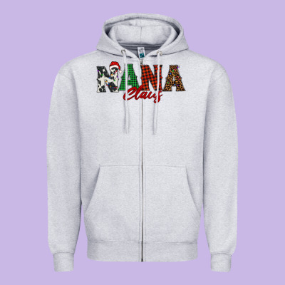 Nana Claus Zipper Hoodie Designed By Barkaloodesign