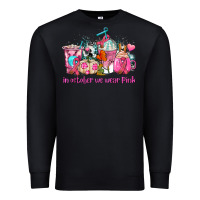Black western cancer  in october we wear pink coffee cups with ribbons Premium Sweatshirt - AdoDesignShop