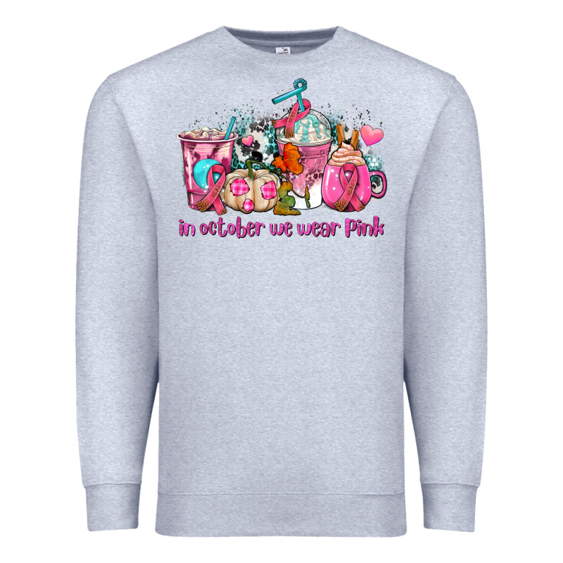 Western Cancer  In October We Wear Pink Coffee Cups With Ribbons Premium Sweatshirt by AdoDesignShop | Teevron