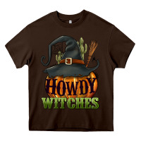 Chocolate Brown Howdy witches Heavy Core Tee - NancyCooperArtShop