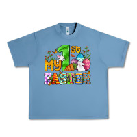 Pebble Blue Easter Day My first Easter with eggs and rabbits Urban Heavy Tee - OliviaCreatesArt