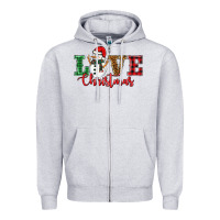 Heather Grey love christmas snowman Zipper Hoodie - BarkalooDesign