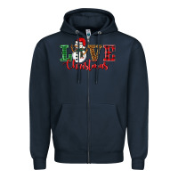 Navy love christmas snowman Zipper Hoodie - BarkalooDesign