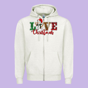 Love Christmas Snowman Zipper Hoodie Designed By Barkaloodesign