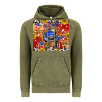 Vintage Olive Fourth Of July Truck Vintage Hoodie - FaDigitalArtStudio