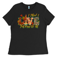 Black i think i love fall most of all Ladies Tee - CowGirlArtShop
