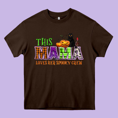 This Mama Loves Her Spooky Crew Heavy Core Tee Designed By Nancycooperartshop