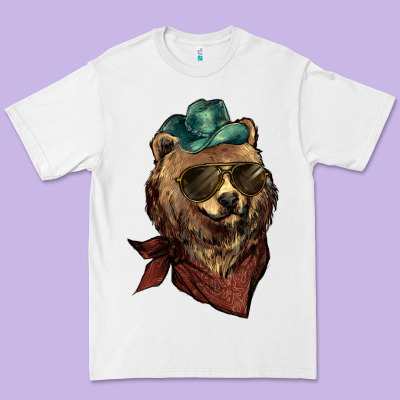 Bear Cowboy Bandana Glasses Premium Tee Designed By Howdyjamesfarm