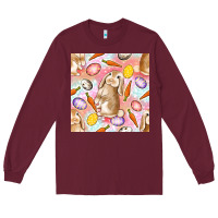 Burgundy Happy Easter Bunny Seamless Pattern Long Sleeve Tee - BundleAndBundleShop