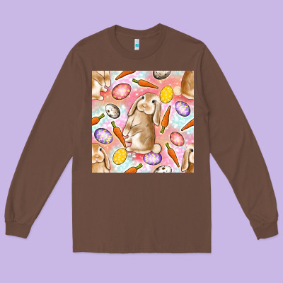 Happy Easter Bunny Seamless Pattern Long Sleeve Tee Designed By Bundleandbundleshop