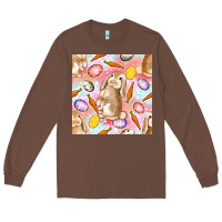 Chestnut Happy Easter Bunny Seamless Pattern Long Sleeve Tee - BundleAndBundleShop