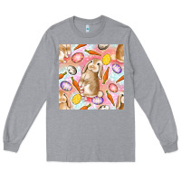 Heather Grey Happy Easter Bunny Seamless Pattern Long Sleeve Tee - BundleAndBundleShop