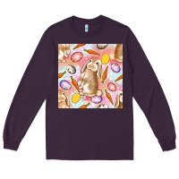 Plum Happy Easter Bunny Seamless Pattern Long Sleeve Tee - BundleAndBundleShop