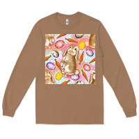 Toasted Coconut Happy Easter Bunny Seamless Pattern Long Sleeve Tee - BundleAndBundleShop