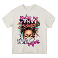 Cream minding my own small business messy bun Heavy Core Tee - texasbilliewilder