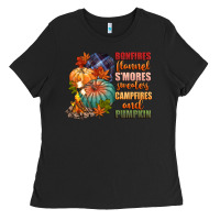 Black bonfires flannels smores campfires and pu Ladies Tee - CowGirlArtShop