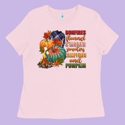 Bonfires Flannels Smores Campfires And Pu Ladies Tee Designed By Cowgirlartshop