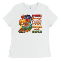 White bonfires flannels smores campfires and pu Ladies Tee - CowGirlArtShop