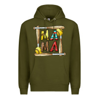 Army Green softball mama Premium Hoodie - CowhideDigitalArt