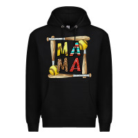 Black softball mama Premium Hoodie - CowhideDigitalArt